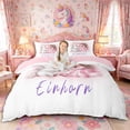thumbnail image 1 of Metsweet Watercolor Princess Unicorn Bedding, Girly Magical Horse Duvet Cover Full, Pink White,Pink Reversible,3pcs,1 Duvet Cover and 2 Pillowcases, 1 of 6