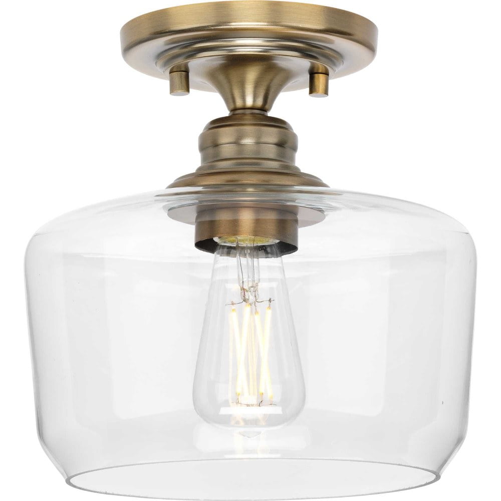 Vintage Brass Glass Indoor/Outdoor Flush Mount Light