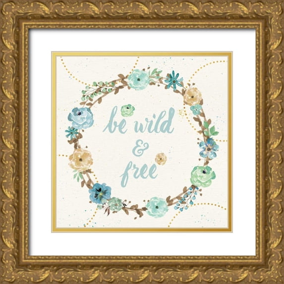 Aiken, Jess 12x12 Gold Ornate Wood Framed with Double Matting Museum Art Print Titled - Flutterby Blooms V
