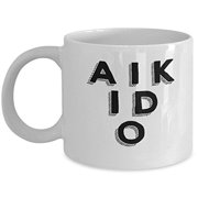 Aikido 11 oz Coffee Mug - Unique Japanese Culture Gift White Ceramic