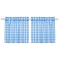 thumbnail image 1 of Aiking 2 Panels of 28" x 30" Picnic Plaid Rod Pocket Kitchen Curtains / Cafe Tiers, Polyester, Sky and White, 1 of 3