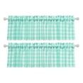 thumbnail image 1 of Aiking 2 Panels of 56" x 14" Picnic Plaid Rod Pocket Window Curtain Valances, Polyester, Teal and White, 1 of 3