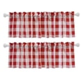 thumbnail image 1 of Aiking 2 Panels of 56" x 16" Buffalo Plaid Rod Pocket Window Curtain Valances, Polyester, White and Red, 1 of 3