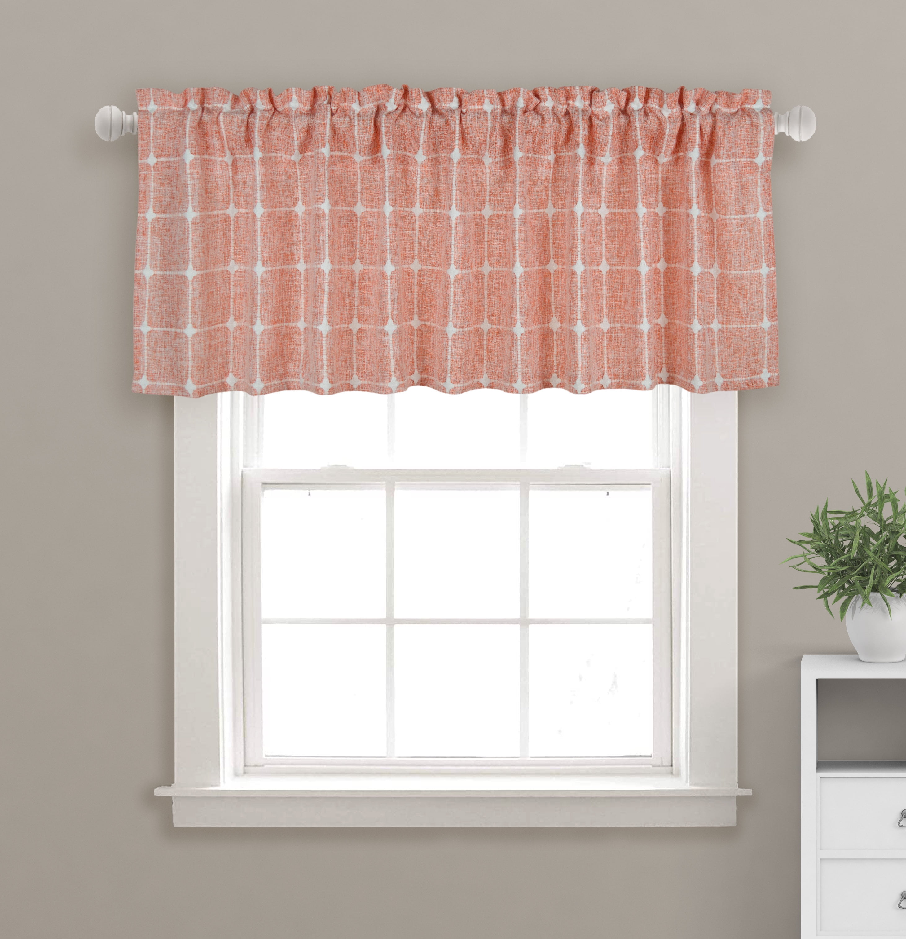 Aiking 2 Panels of Plaid Embroidered 16 inch Length Rod Pocket Window ...