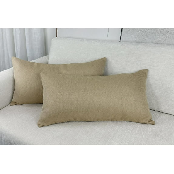 Aiking 2 Pieces of 14" x 26" Brushed 100% Polyester Decorative Lumbar Pillow Covers, Zipper Closure, Brass
