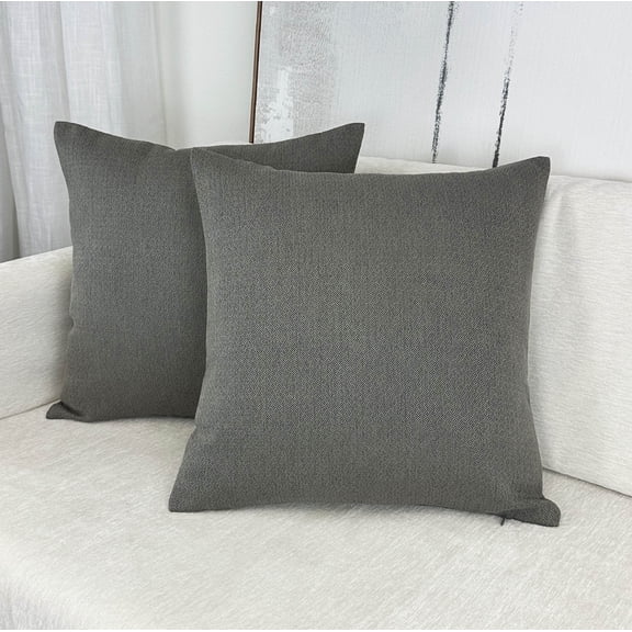 Aiking 2 Pieces of 18" x 18" Brushed 100% Polyester Decorative Throw Pillow Covers, Zipper Closure, Steel Gray