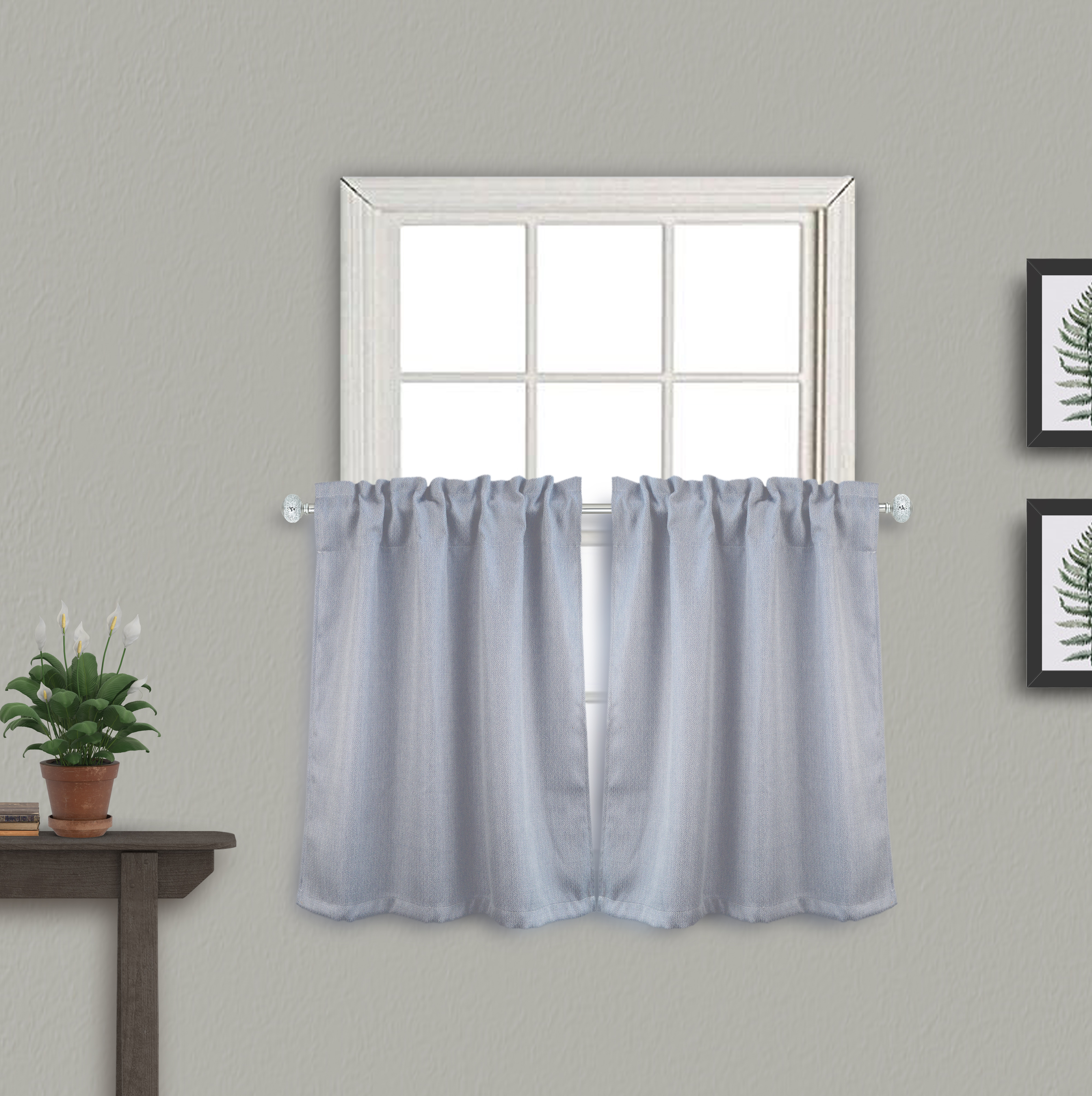 Aiking 30 inch Tiers Window Treatment - 2-Panels Brushed Rod Pocket ...