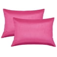 thumbnail image 1 of Aiking Home 12x18 Inches Faux Silk Rectangular Throw Pillow Cover, Zipper Closure, Hot Pink (Set of 2), 1 of 4
