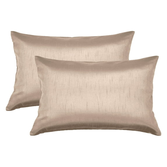 Aiking Home 12x18 Inches Faux Silk Rectangular Throw Pillow Cover, Zipper Closure, Sand (Set of 2)