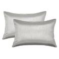 thumbnail image 1 of Aiking Home 12x18 Inches Faux Silk Rectangular Throw Pillow Cover, Zipper Closure, Silver (Set of 2), 1 of 4