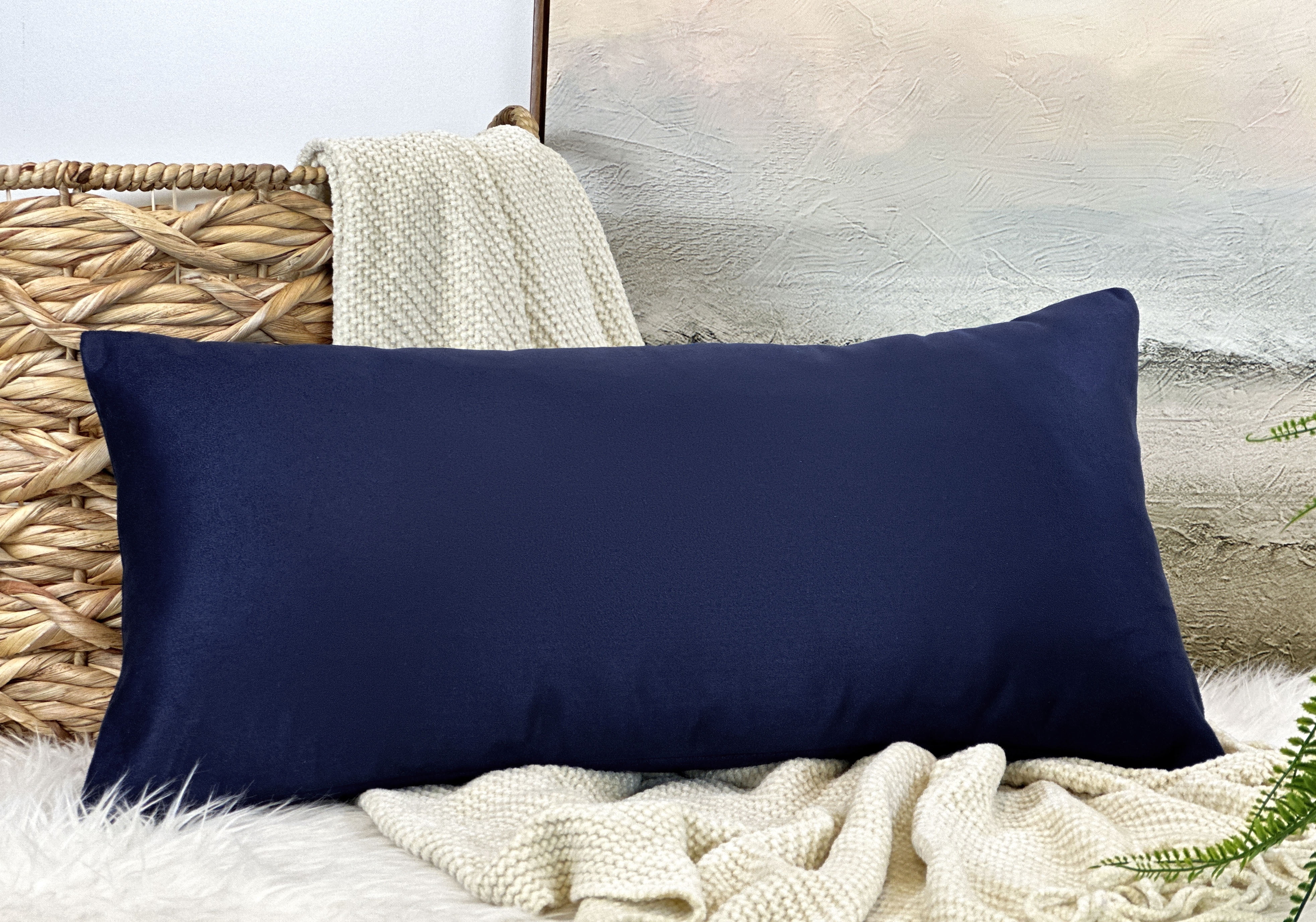 Aiking Home 12x24 inches Luxury Faux Suede Decorative Lumbar Pillow ...