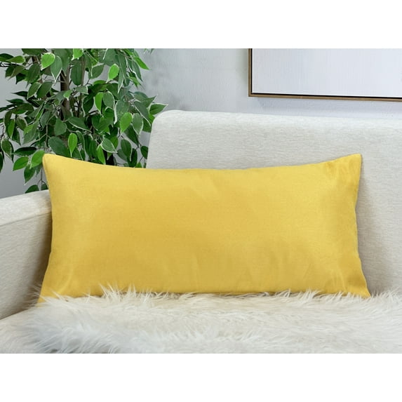 Aiking Home 12x24 inches Luxury Faux Suede Decorative Lumbar Pillow Cover - Yellow