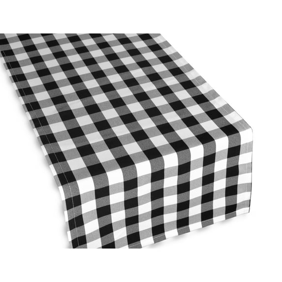 Aiking Home 14"x62" Picnic Check Dinner Table Runner, Polyester, Machine Washable, Single Ply, (Pack of 2) Black/White