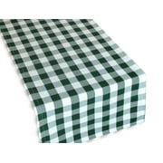 Aiking Home 14"x62" Picnic Check Dinner Table Runner, Polyester, Machine Washable, Single Ply, (Pack of 4) Hunter Green/White