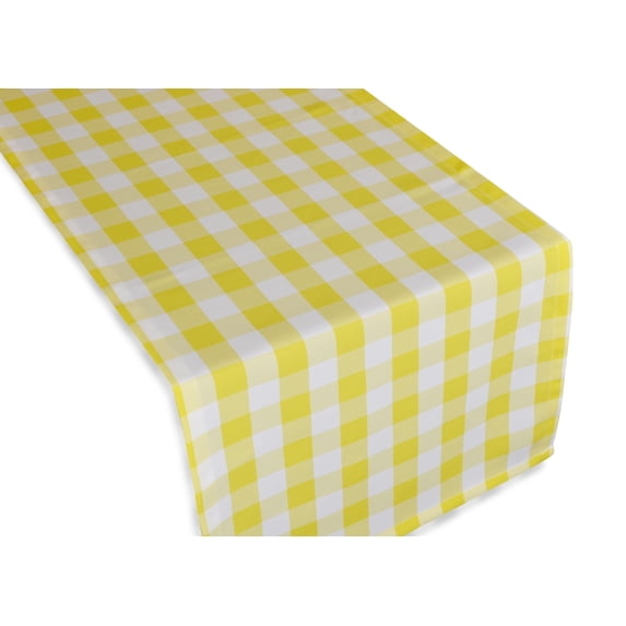 Aiking Home 14"x62" Picnic Check Dinner Table Runner, Polyester, Machine Washable, Single Ply, (Pack of 4) Yellow/White