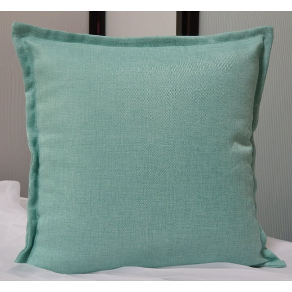 Aiking Home 18"x18" Solid Faux Linen Throw Pillow COVER, Aqua