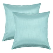 AIKING HOME COLLECTION Aiking Home 18x18 Inches Faux Silk Square Throw Pillow Cover, Zipper Closure, Aqua (Set of 2)