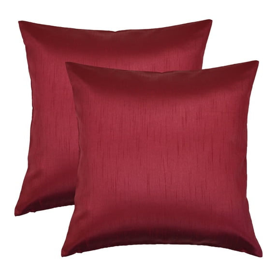 Aiking Home 18x18 Inches Faux Silk Square Throw Pillow Cover, Zipper Closure, Burgundy (Set of 2)