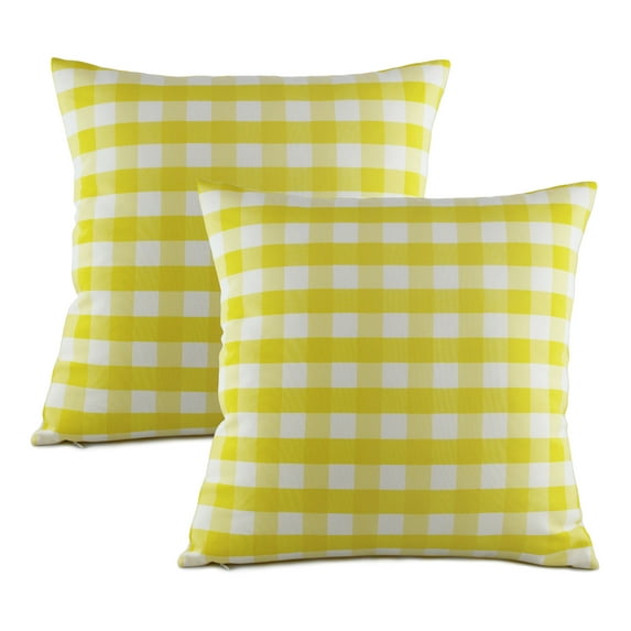 Aiking Home ( 2-Pack ) Picnic Checkered Pattern Home Decorative Throw Pillow Covers, 100% Polyester, 18"x18", Yellow/White