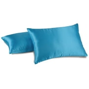 Aiking Home 2 of 12"x18" Colorful Shiny Poly Satin Throw Pillow Covers, Turquoise