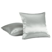 Aiking Home 2 of Colorful Shiny Satin Euro Shams / Pillow Covers 18 by 18 - Silver