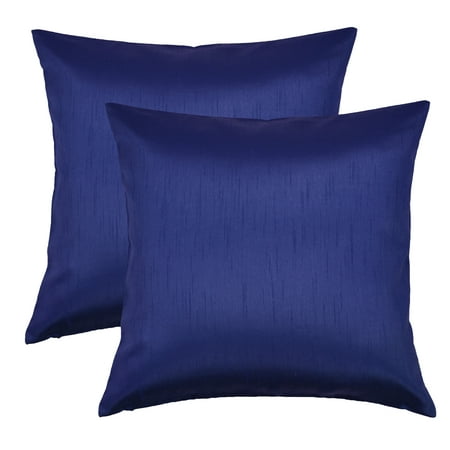 Aiking Home 20x20 Inches Faux Silk Square Throw Pillow Cover, Zipper Closure, Royal (Set of 2)