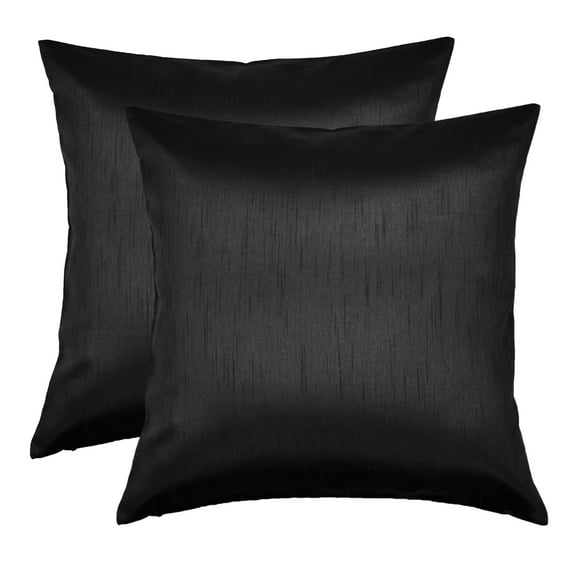 Aiking Home 24x24 Inches Faux Silk Square European Shams, Zipper Closure, Black (Set of 2)
