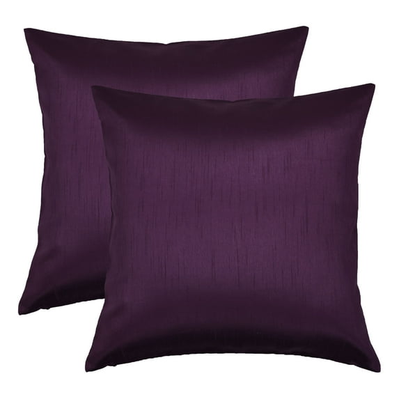Aiking Home 24x24 Inches Faux Silk Square European Shams, Zipper Closure, Eggplant (Set of 2)