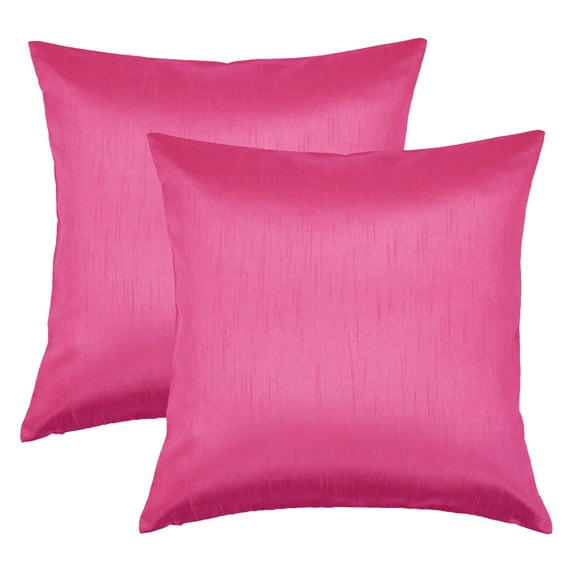 Aiking Home 24x24 Inches Faux Silk Square European Shams, Zipper Closure, Hot Pink (Set of 2)