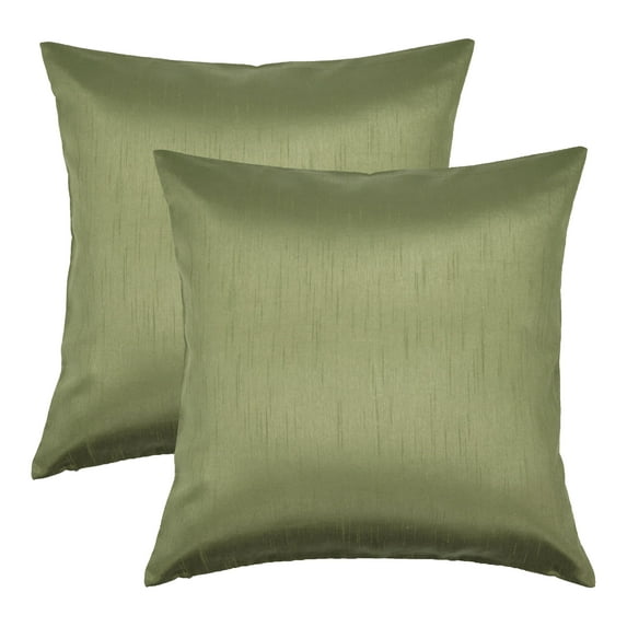 Aiking Home 26x26 Inches Faux Silk Square European Shams, Zipper Closure, Sage (Set of 2)