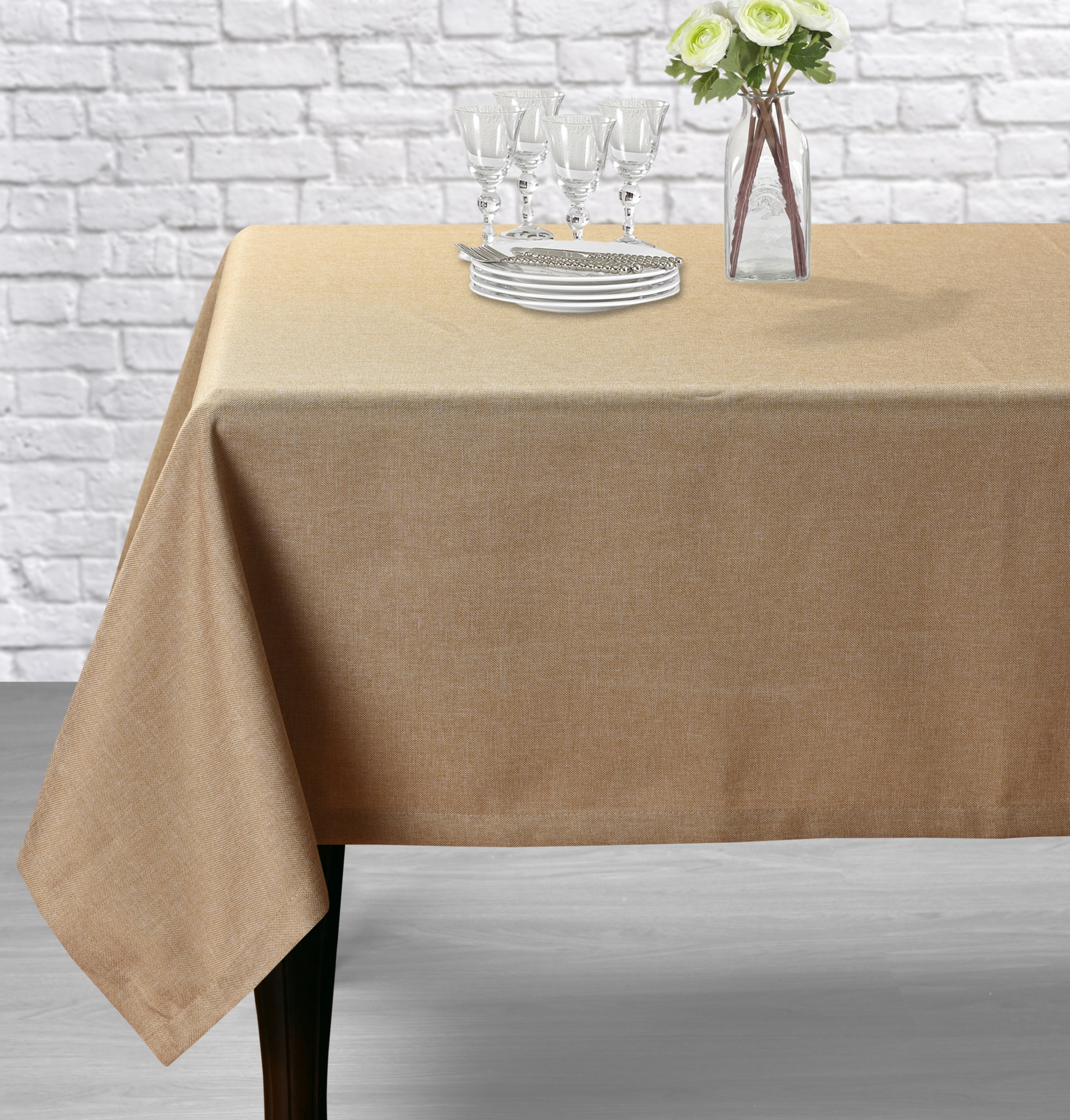 Aiking Home Classic Fine Faux Linen Table ClothSize 52"x 70", Wheat