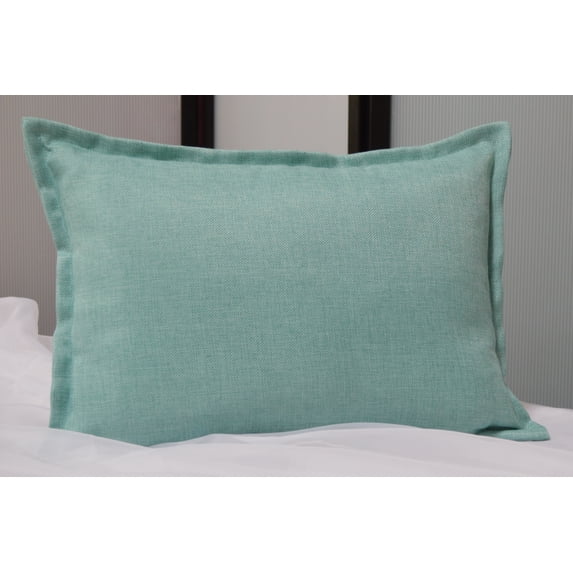 Aiking Home Collection 12"x18" Solid Faux Linen Throw Pillow Cover, Aqua