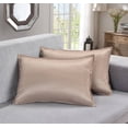 thumbnail image 1 of Aiking Home Collection 2 Pieces of 12" x 18" Solid Faux Silk Throw Pillow Covers, Sand, 1 of 2