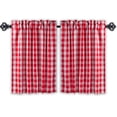 thumbnail image 1 of Aiking Home Collection Checkered Red/White Kitchen Curtains, 28” x 24” (2 Panels), 1 of 3