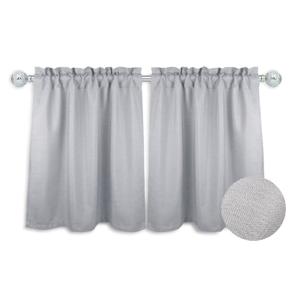 Aiking Home Collection Indoor Polyester Semi-Sheer Rod Pocket Curtain Pair Gray 0.5" x 24" Set of 2