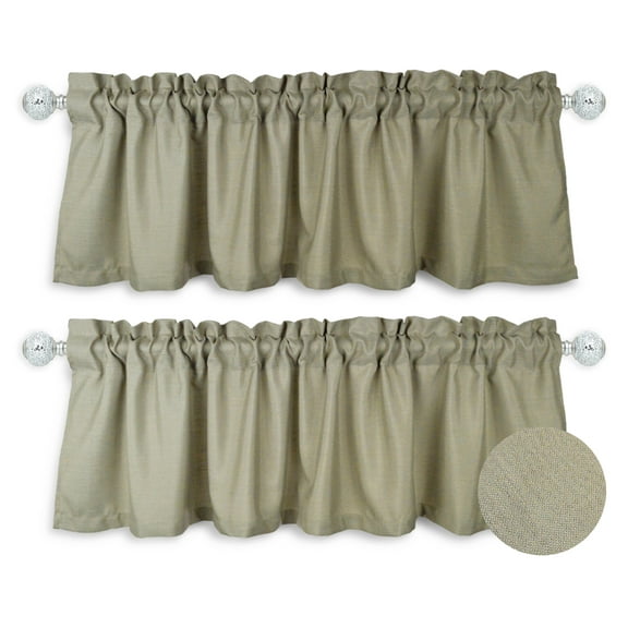 Aiking Home Collection Solid Kitchen Valances, Taupe, 2-Panels Curtains, 56” x 16” (2 Panels)