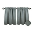 thumbnail image 1 of Aiking Home Kitchen Window Treatments - 2-Panels Polyester Solid Kitchen Tier Curtains with 2.5" Rod Pocket (28"x24" Each Panel, Dark Grey), 1 of 4