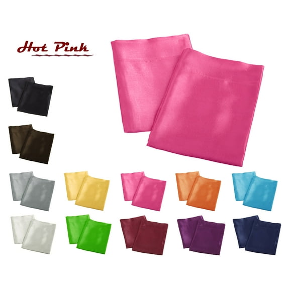 Aiking Home ( PACK of 2) Shiny Bridal Satin King Size Pillow Cases, Hot Pink