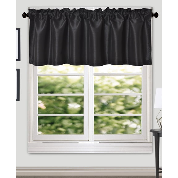 Aiking Home (Pack of 2 ) Solid Faux Silk Window Valance, 56 By 16 Inches, Black