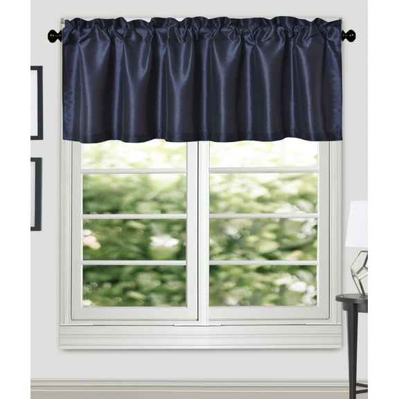 Aiking Home (Pack of 2 ) Solid Faux Silk Window Valance, 56 By 16 Inches, Navy