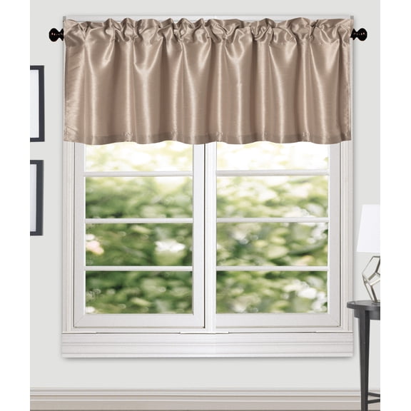 Aiking Home (Pack of 2 ) Solid Faux Silk Window Valance, 56 By 16 Inches, Sand