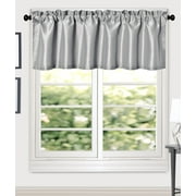 Aiking Home (Pack of 2 ) Solid Faux Silk Window Valance, 56 By 16 Inches, Silver
