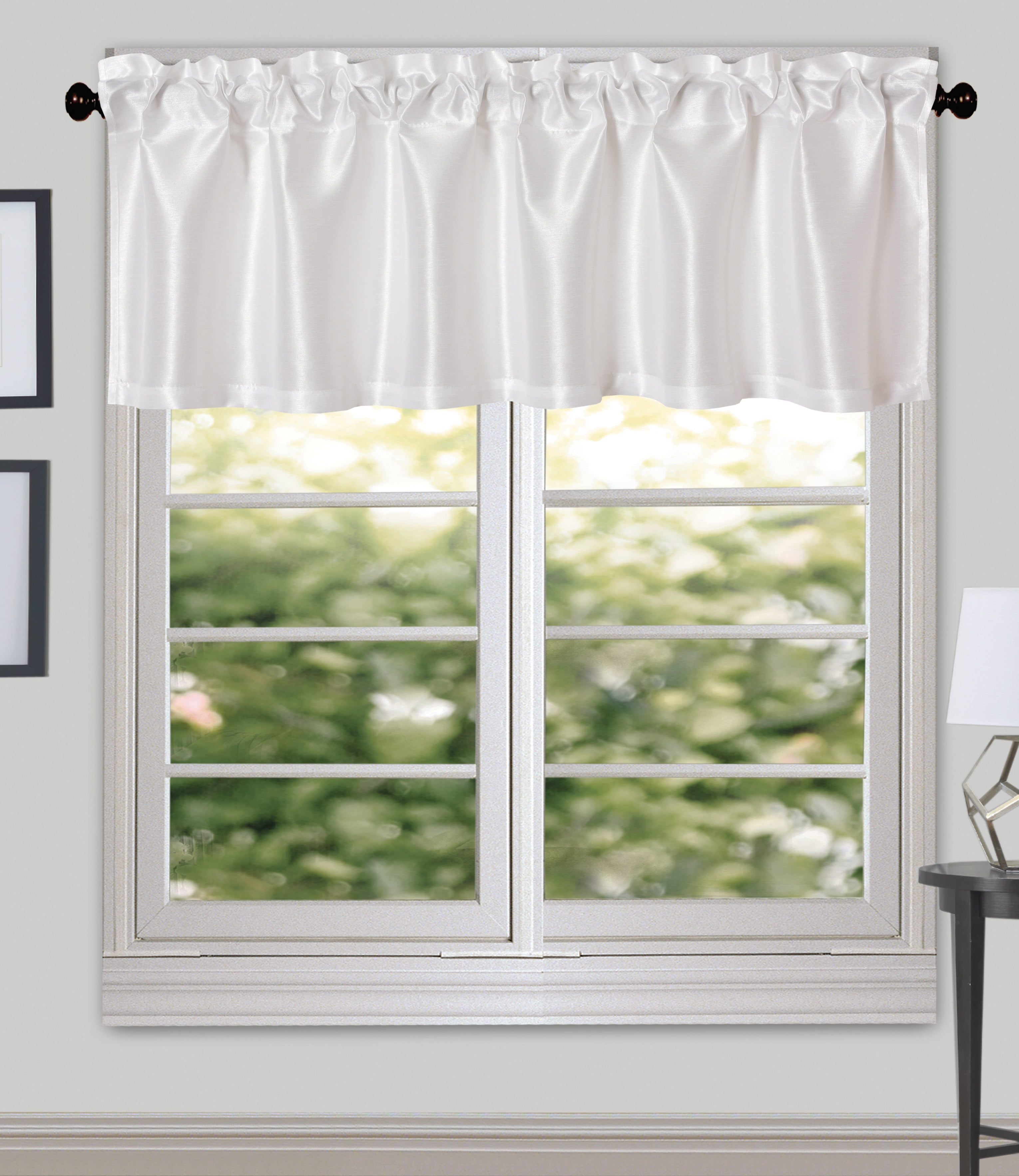 Aiking Home (Pack of 2 ) Solid Faux Silk Window Valance, 56 By 16 Inches, White
