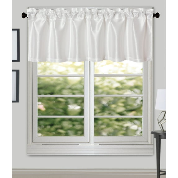 Aiking Home (Pack of 2 ) Solid Faux Silk Window Valance, 56 By 16 Inches, White