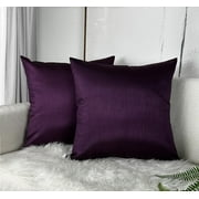 Aiking Home Solid Faux Silk Euro Shams Set of Two 26 x 26 inch, Eggplant