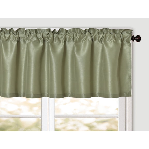 Aiking Home Solid Faux Silk window Valance, Sage-Size 56''x16''
