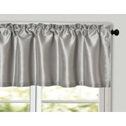 Aiking Home Solid Faux Silk window Valance, Silver-Size 56''x16''