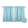thumbnail image 1 of Aiking Home Solid Kitchen Tiers Aqua Rod Pocket Curtains, 28” x 24” (2 Panels), 1 of 4