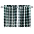 thumbnail image 1 of Aiking Home Tiers Small Window Treatment Curtain - 2-Panels Picnic Checkered Pattern Kitchen Curtain Tiers with 2.5-inch Rod Pocket, Polyester (28x24 inch, Hunter Green/White), 1 of 3
