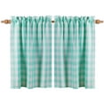 thumbnail image 1 of Aiking Home Tiers Small Window Treatment Curtain - 2-Panels Picnic Checkered Pattern Kitchen Curtain Tiers with 2.5-inch Rod Pocket, Polyester (28x24 inch, Ice Mint/White), 1 of 3